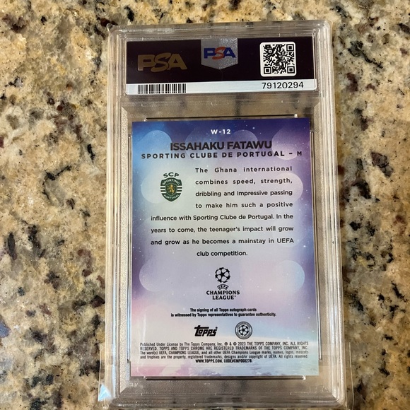 ISSAHAKU FATAWU 2022 Topps Chrome UEFA RC #W12 Wonderkids Auto PSA 10 GEM MINT - Picture 2 of 2